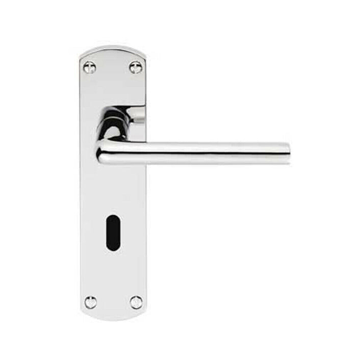 Rounded Straight Bar Handle on Lock Backplate 170 x 42mm Polished Chrome Loops