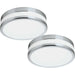 2 PACK Wall Flush Ceiling Light IP44 Chrome White Painted Glass Shade LED 24W Loops