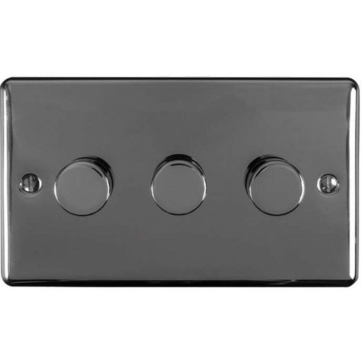 3 Gang 400W 2 Way Rotary Dimmer Switch BLACK NICKEL Light Dimming Wall Plate Loops