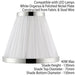 6" Luxury Round Tapered Lamp Shade White Pleated Organza Fabric & Bright Nickel Loops