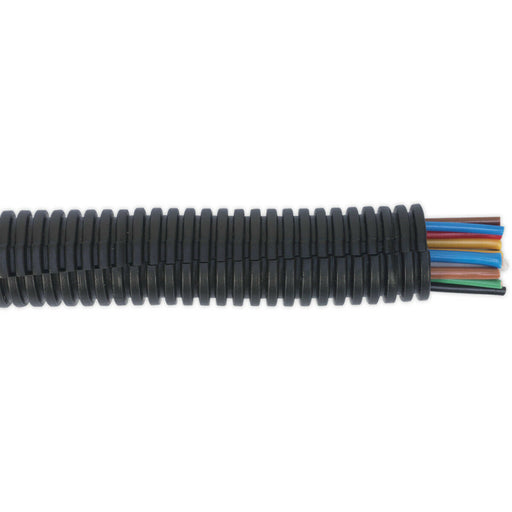Split Convoluted Cable Sleeving - 10 Metres - 17-21mm Diameter - Flexible Nylon Loops