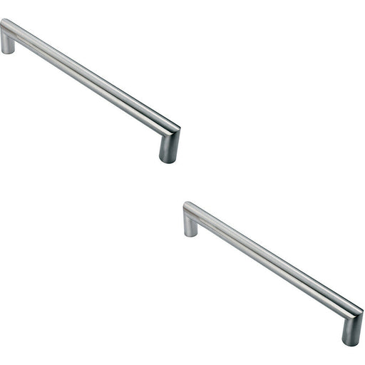 2x Mitred Round Bar Pull Handle 106 x 10mm 96mm Fixing Centres Satin Steel Loops
