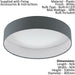 Flush Ceiling Light Colour White Shade Anthracite Fabric Bulb LED 18W Included Loops