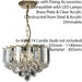 3 Light Chandelier Pendant BRASS & ACRYLIC Shade Hanging Ceiling Lamp Holder Loops