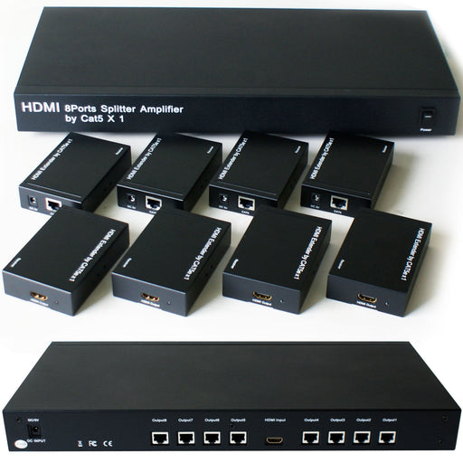 8 Port Way HDMI over Single CAT5e CAT6 Splitter Full HD Multi Room TV Extender Loops