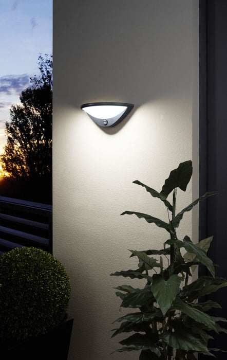 IP44 Outdoor Wall Light & PIR Sensor Anthracite Aluminium 9.3W Built in LED Loops