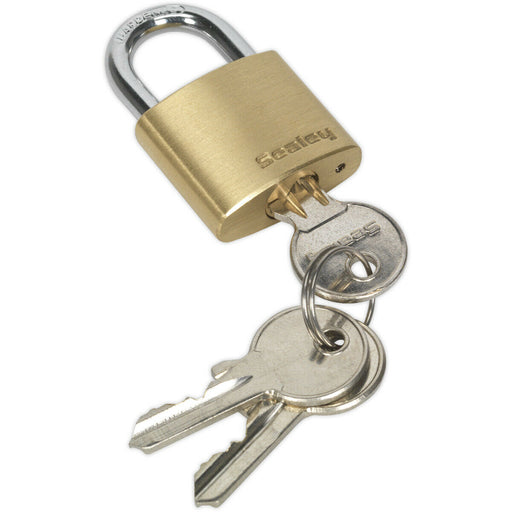30mm Solid Brass Padlock 5mm Hardened Steel Shackle - 3 Keys Security Unit Lock Loops