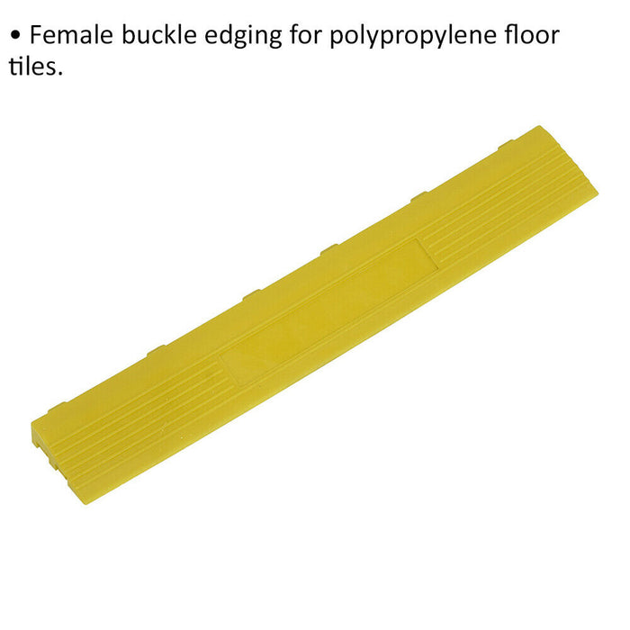 6 PACK Heavy Duty Floor Tile Edge - PP Plastic - 400 x 60mm - Female - Yellow Loops