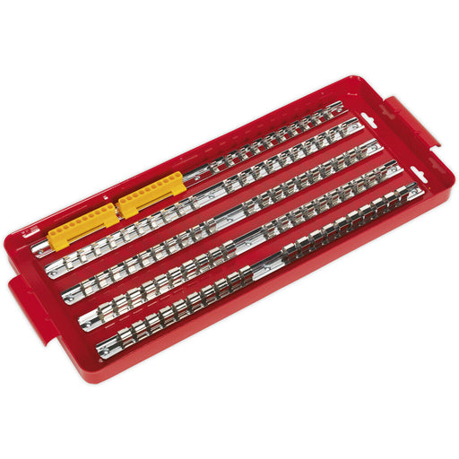 RED 1/4" 3/8" & 1/2" Square Drive POWER Bit Holder - Retaining Rail Bar Storage Loops