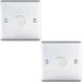 2 PACK 1 Gang 400W 2 Way Rotary Dimmer Switch SATIN STEEL Light Dimming Plate Loops