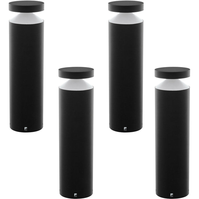 4 PACK IP44 Outdoor Pedestal Light Black Cast Aluminium 11W LED Post Loops