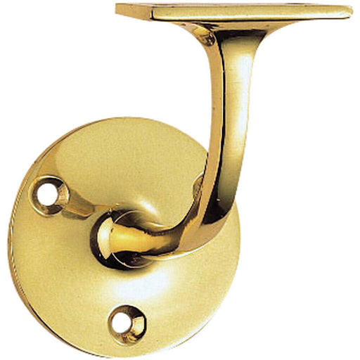 Lightweight Handrail Bannister Bracket 72mm Projection Polished Brass Loops