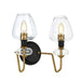 Twin Wall Light Aged Brass Finish Charcoal Black Paint LED E14 40W Loops