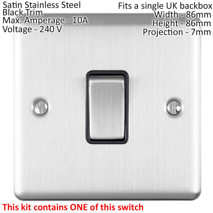 SATIN STEEL Bathroom Switch Set -1 Light | 1 Fan Isolator | 1 Twin Shaver Socket Loops