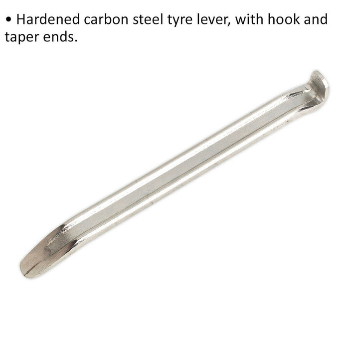 300mm Heavy Duty Tyre Lever - Carbon Steel Hook & Taper Ends Wheel Iron Pry Bar Loops