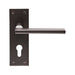 PAIR Straight Bar Handle on Slim Euro Lock Backplate 150 x 50mm Matt Bronze Loops