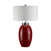 Table Lamp Small Red Glaze Cream Faux Silk Empire Cylinder Shade LED E27 60W Loops