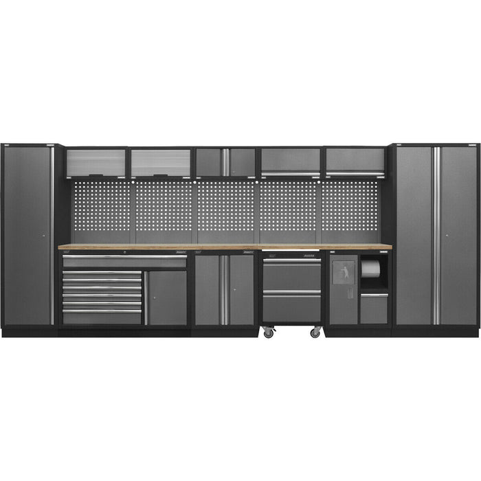 Modular Garage Storage Unit - 4915 x 460 x 2000mm - 36mm Pressed Wood Worktop Loops