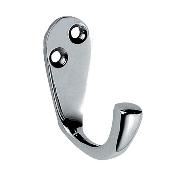 Victorian One Piece Single Bathroom Robe Hook 40mm Projection Polished Chrome Loops