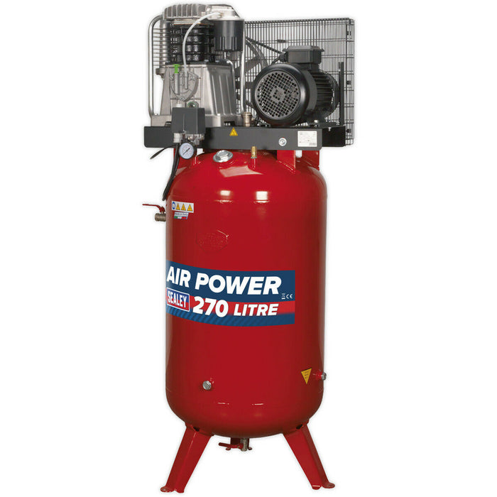 270 Litre Vertical Belt Drive Air Compressor - 2-Stage Pump - 7.5hp Motor Loops