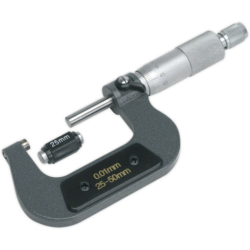 External Micrometer - 25mm to 50mm - Thimble Adjustment Wrench - Locking Loops