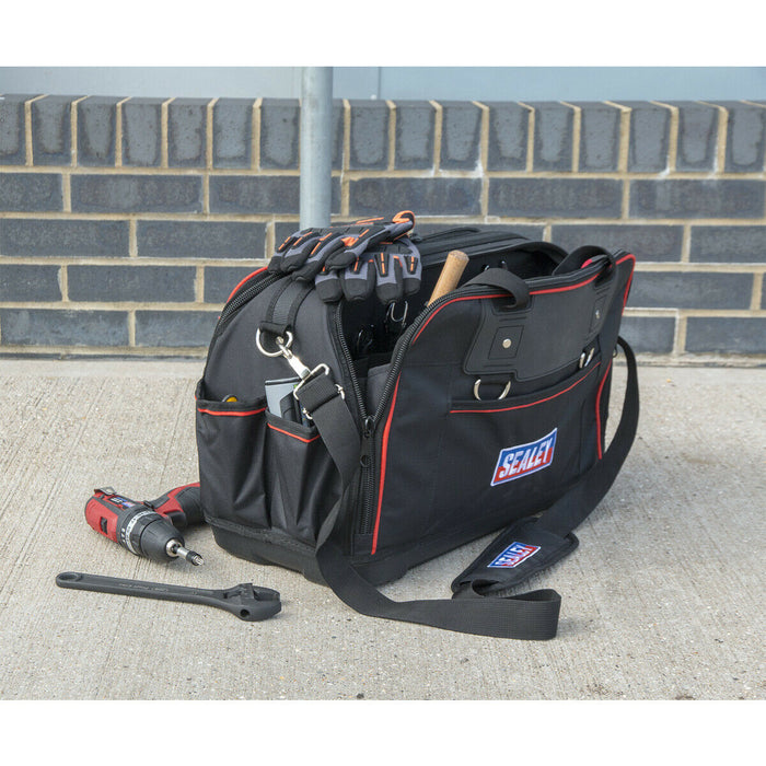 500 x 240 x 320mm STRONG Tool Bag - RED - Multiple Pocket Padded Base Storage Loops