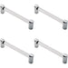 4x Round Tube Pull Handle 180 x 16mm 160mm Fixing Centres Clear & Chrome Loops