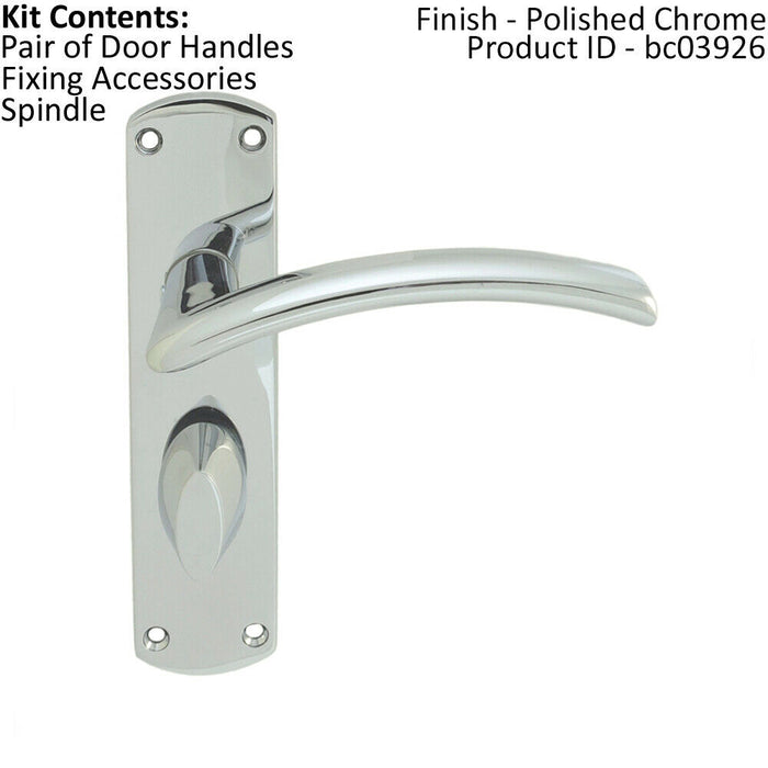 Arched Lever on Bathroom Backplate Door Handle 170 x 42mm Polished Chrome Loops
