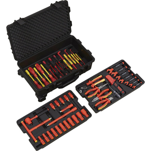50pc VDE Insulated 3/8" Socket Tool Kit - 1500V DC 60900 - Ratchet Spanner Drive Loops