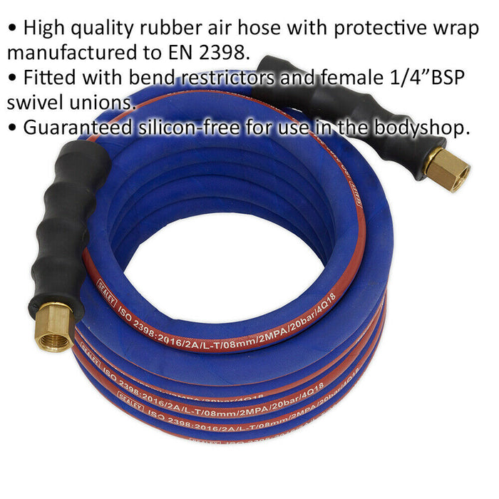 Extra Heavy Duty Air Hose with 1/4 Inch BSP Unions - 5 Metre Length - 8mm Bore Loops