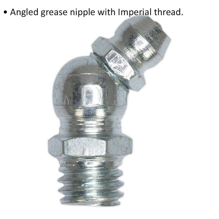 25 PACK 45 Degree Angled Grease Nipple Fitting - 1/4" UNF Imperial Thread Loops