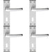 4x PAIR Straight Lever on Lock Backplate Door Handle 152 x 38mm Satin Aluminium Loops