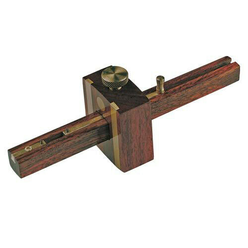 230mm Mortice Gauge Lacquered Hardwood Knurled Brass Adjusting Screw Loops