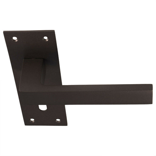 PAIR Straight Square Handle on Slim Lock Backplate 150 x 50mm Matt Bronze Loops