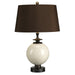 Table Lamp Green Speckled Painted BASE STEM Brown Faux Silk Shade LED E27 60W Loops