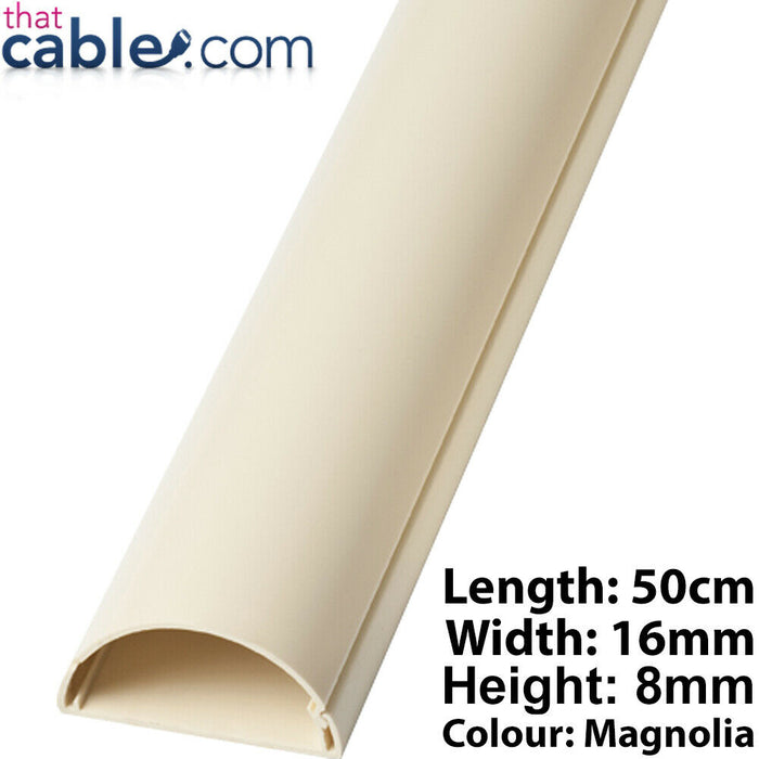 50cm 16x8mm Magnolia Speaker Cable Trunking Conduit Cover AV TV Ethernet Wall Loops