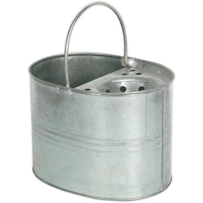 13 Litre Heavy Duty Galvanized Mop Bucket - Mop Head Wringer - Carry Handle Loops