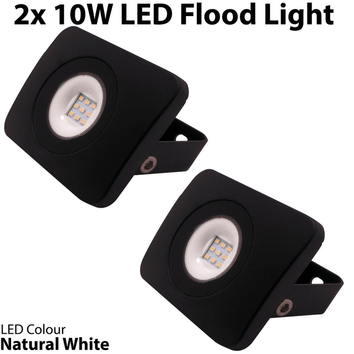 PREMIUM 2x Slim Outdoor 10W LED Floodlight Bright Security IP65 Waterproof Light Loops