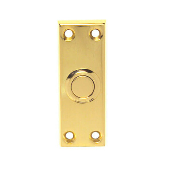 Decorative Door Bell Cover Polished Brass 76 x 25mm Victorian Square Edged Loops