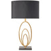 Modern Table Lamp Light Gold Loop Ring & Black Marble Square Base Round Shade Loops