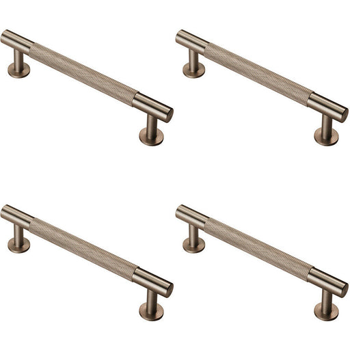 4x Knurled Bar Door Pull Handle 158 x 13mm 128mm Fixing Centres Satin Nickel Loops
