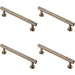 4x Knurled Bar Door Pull Handle 158 x 13mm 128mm Fixing Centres Satin Nickel Loops