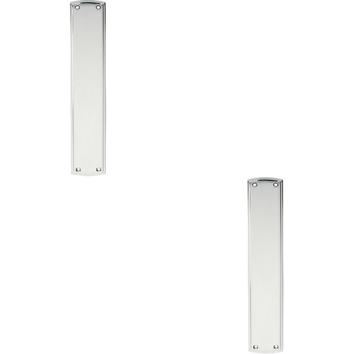 2x Large Ornate Door Finger Plate with Stepped Border 382 x 65mm Polished Chrome Loops