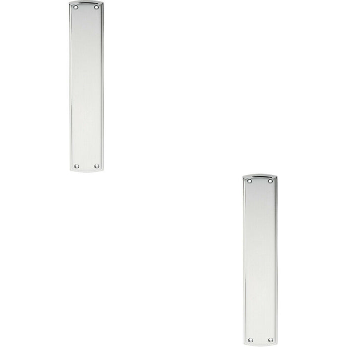 2x Large Ornate Door Finger Plate with Stepped Border 382 x 65mm Polished Chrome Loops