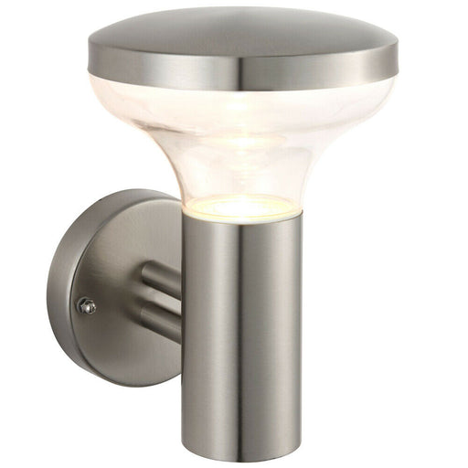 IP44 Outdoor Wall Light Marine Stainless Steel & Clear Shade 3.5W Cool White LED Loops