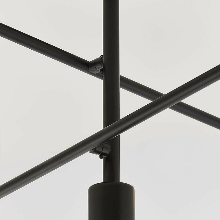 Semi Flush Ceiling Lamp Matt Black 5x Multi Light Industrial Straight Pendant Loops