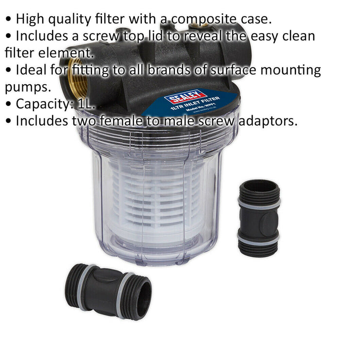 1L Inlet Filter Suitable For ys11768 & ys11737 Surface Mounting Water Pumps Loops