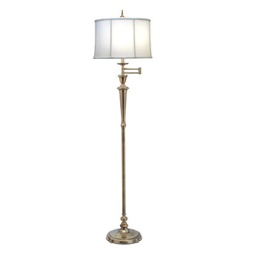 Floor Lamp Swing Arm Directional Off White Shade Burnished Brass LED E27 60W Loops