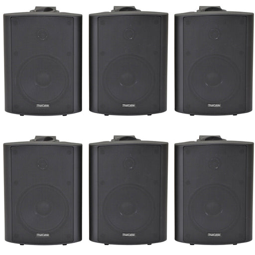 6x 120W Black Wall Mounted Stereo Speakers 6.5" 8Ohm Premium Home Audio Music