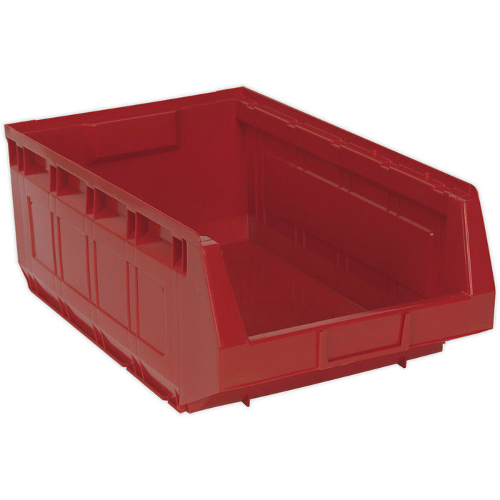 6 PACK Red 310 x 500 x 190mm Plastic Storage Bin - Warehouse Part Picking Tray Loops